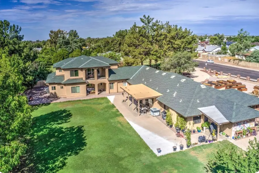 Aerial view of the Solstave property